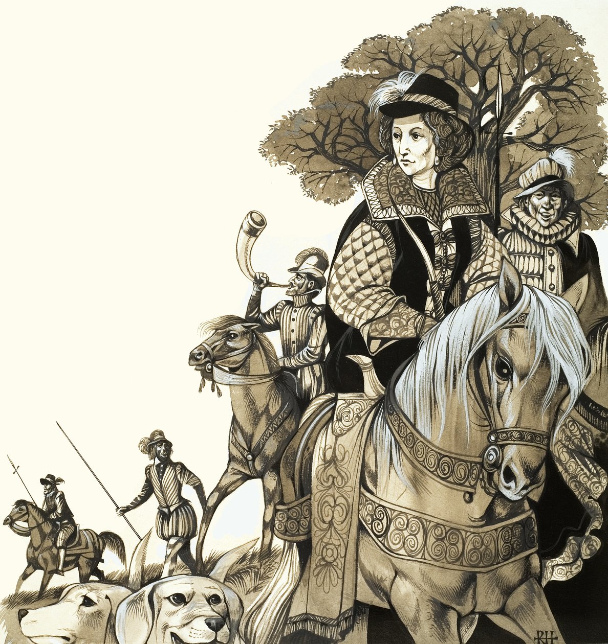 Die junge Elizabeth I. auf der Jagd von Richard Hook