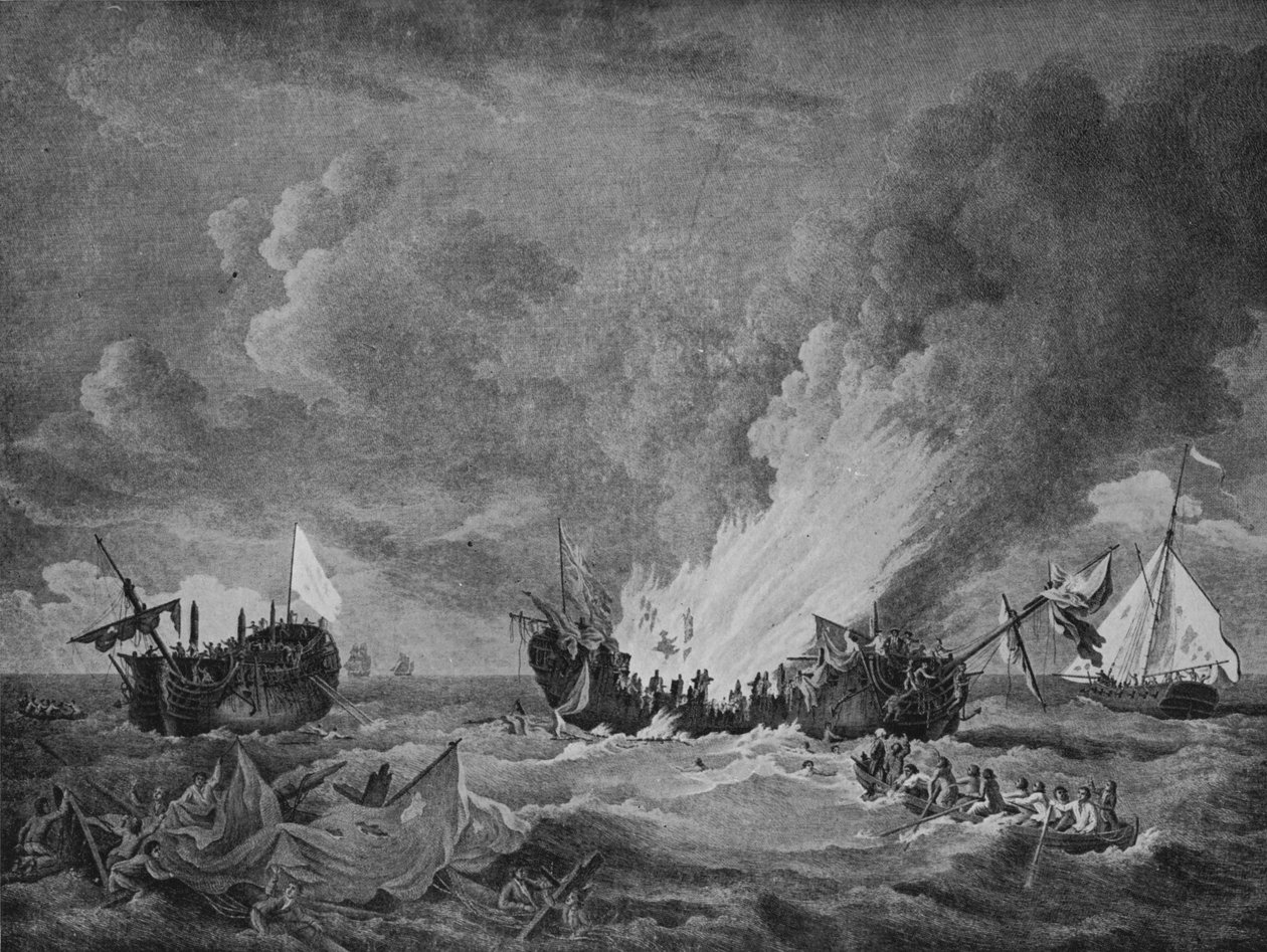 Die Quebec und die Surveillante, ca. 1780 von Richard Paton