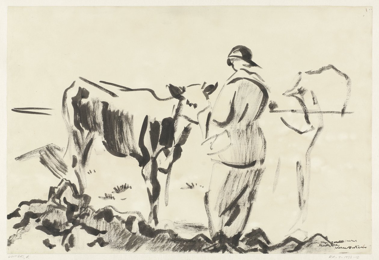 Frau mit einem Kalb von Rik Wouters