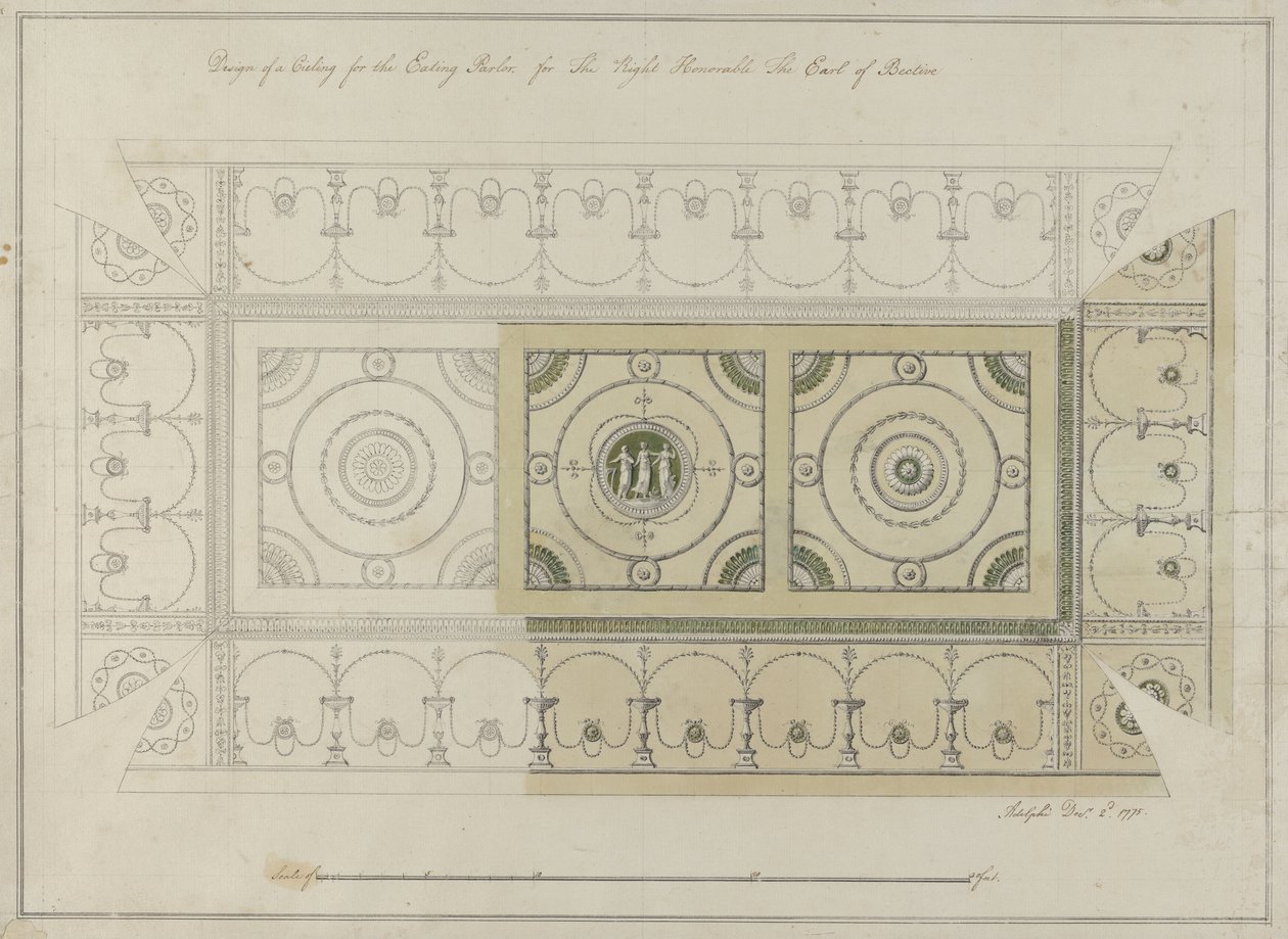 Entwurf für die Decke des Speisezimmers, Headfort House, 1775 von Robert Adam