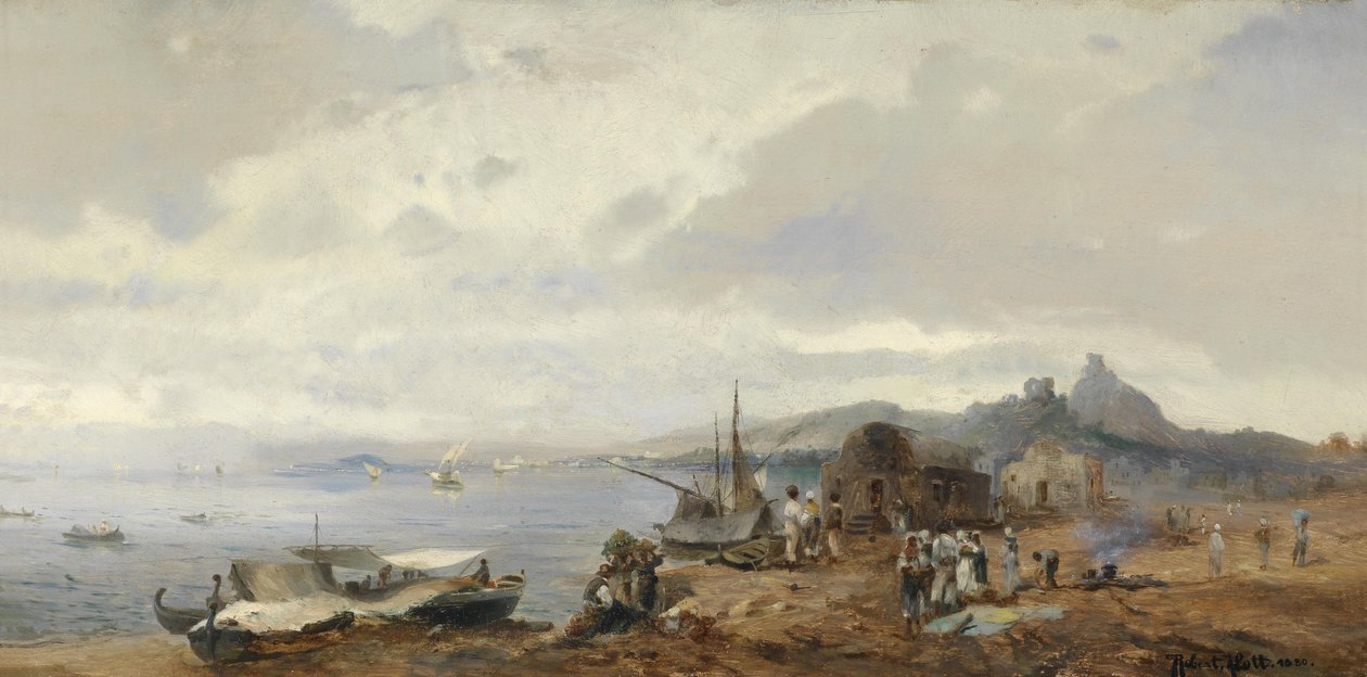 Fischer an einer süditalienischen Küstenlandschaft von Robert Alott