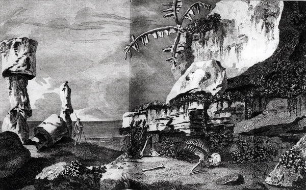 Monumente auf der Osterinsel, aus Voyages du Capitaine Cook, 1774 von Robert Benard
