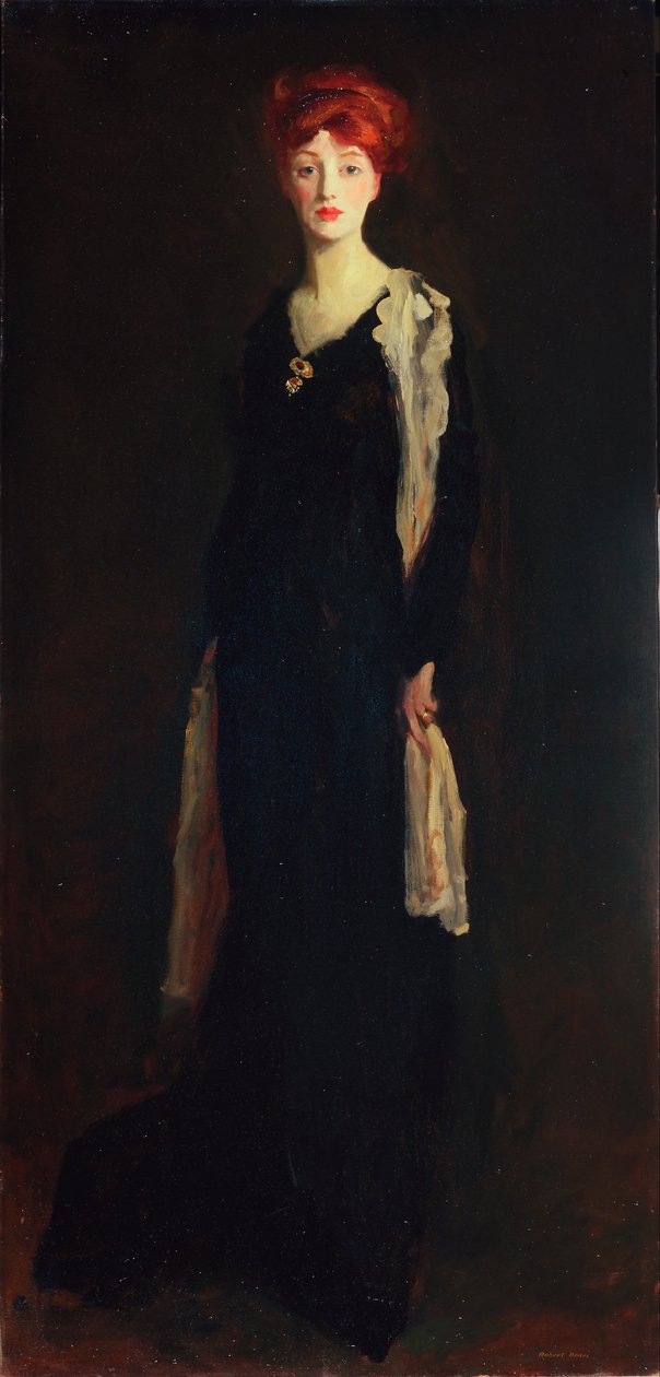 Dame in Schwarz mit spanischem Schal von Robert Cozad Henri