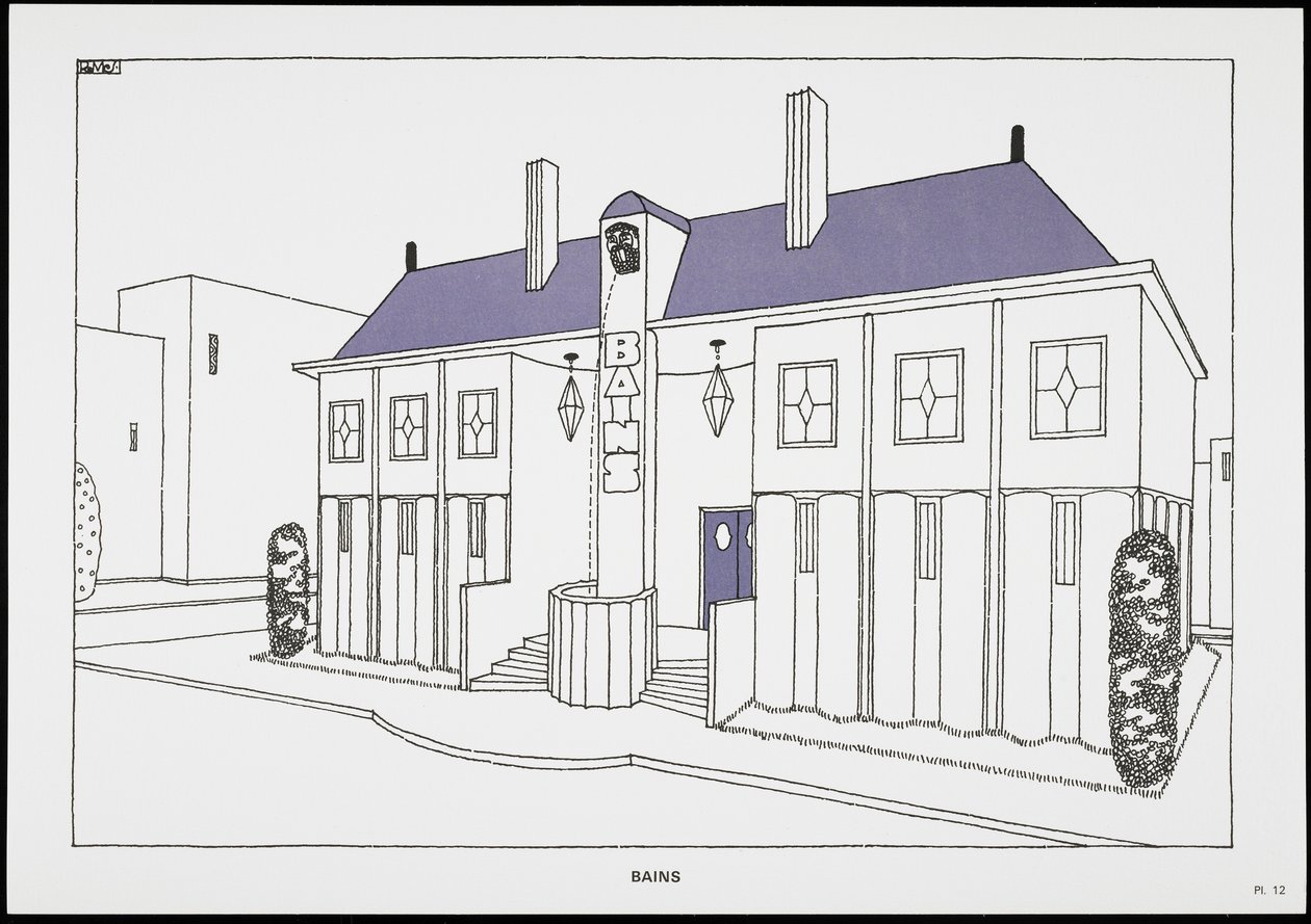 Bäder, aus Une Cite Moderne, Dessins de Rob Mallet-Stevens Architecte, 1987 von Robert Mallet Stevens