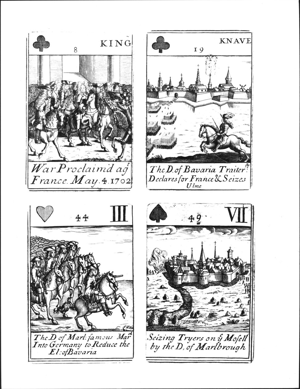 Spielkarten zur Erinnerung an den Spanischen Erbfolgekrieg (1702-13) von Robert Spofforth