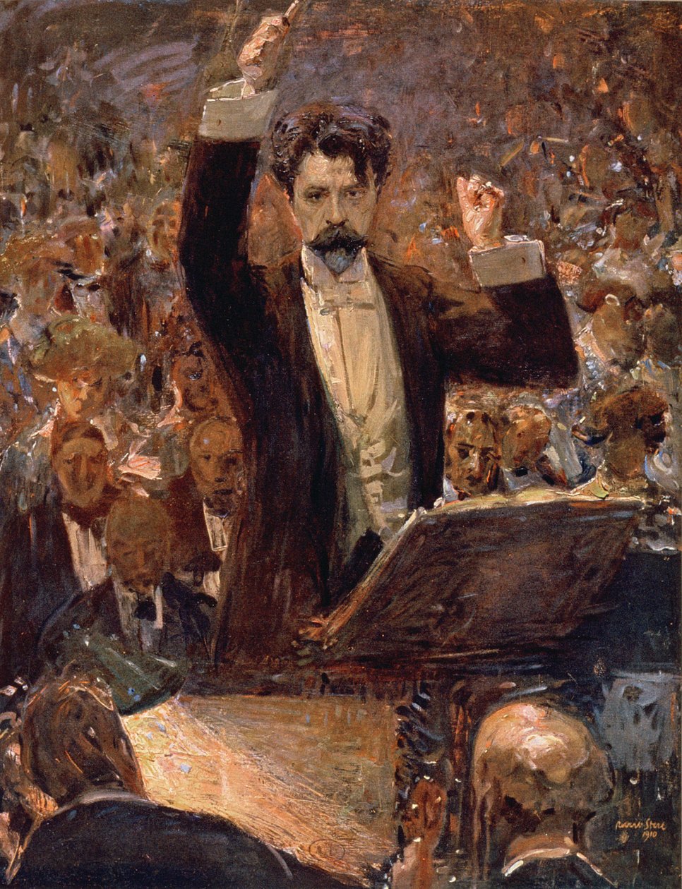 Arthur Nikisch (1855-1922) dirigiert ein Konzert im Gewandhaus in Leipzig, 1910 von Robert Sterl