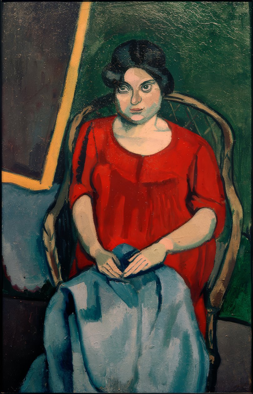 Frau in einem roten Kleid von Robert Bereny