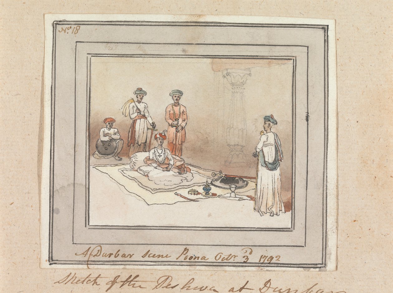 Eine Durbar-Szene, Poona, 3. Oktober 1792 von Robert Mabon