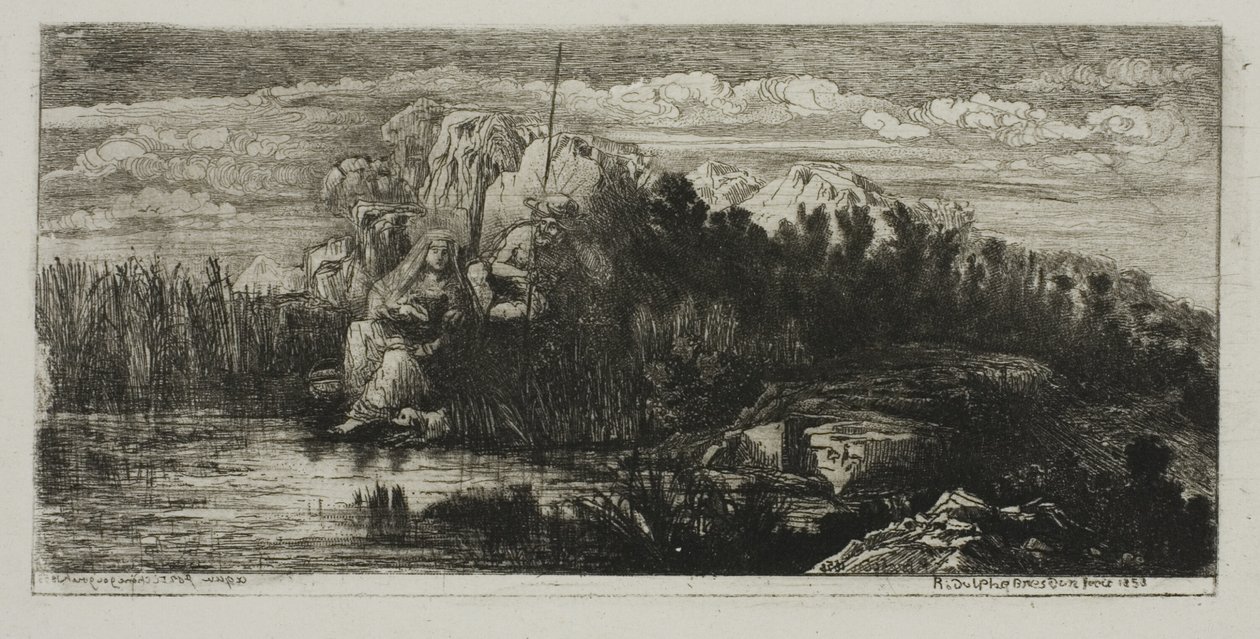 Die Heilige Familie mit Stange von Rodolphe Bresdin