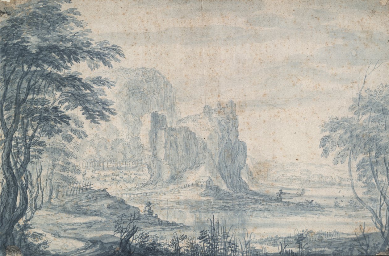Landschaft mit Fischer und Entenjäger von Roelandt Savery