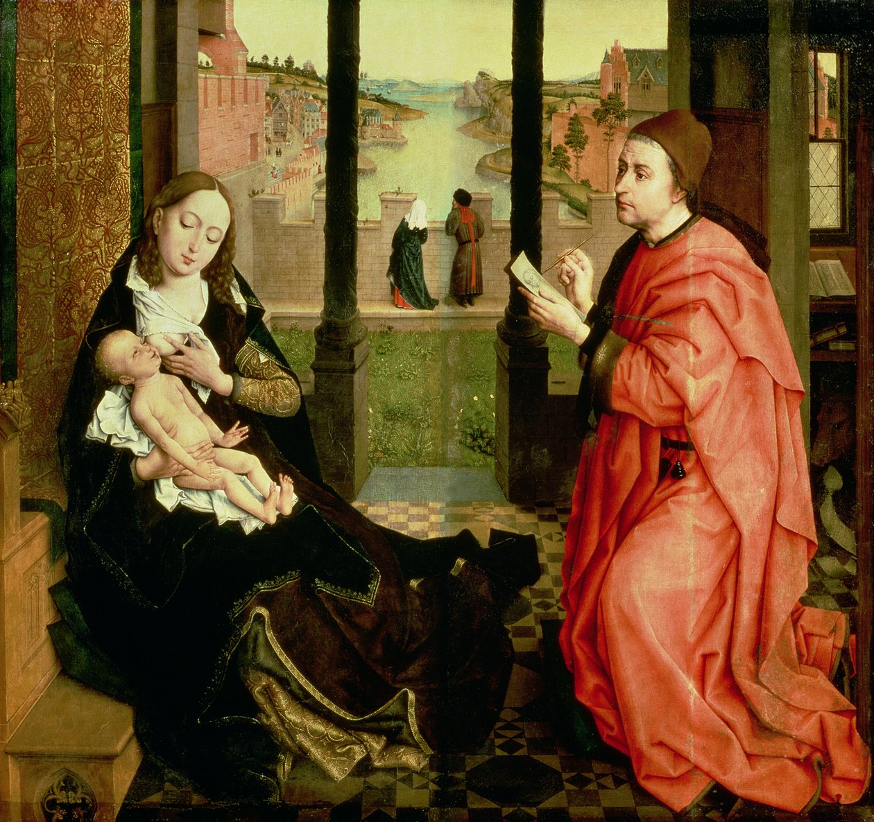 St. Lukas zeichnet ein Porträt der Jungfrau von Rogier van der Weyden