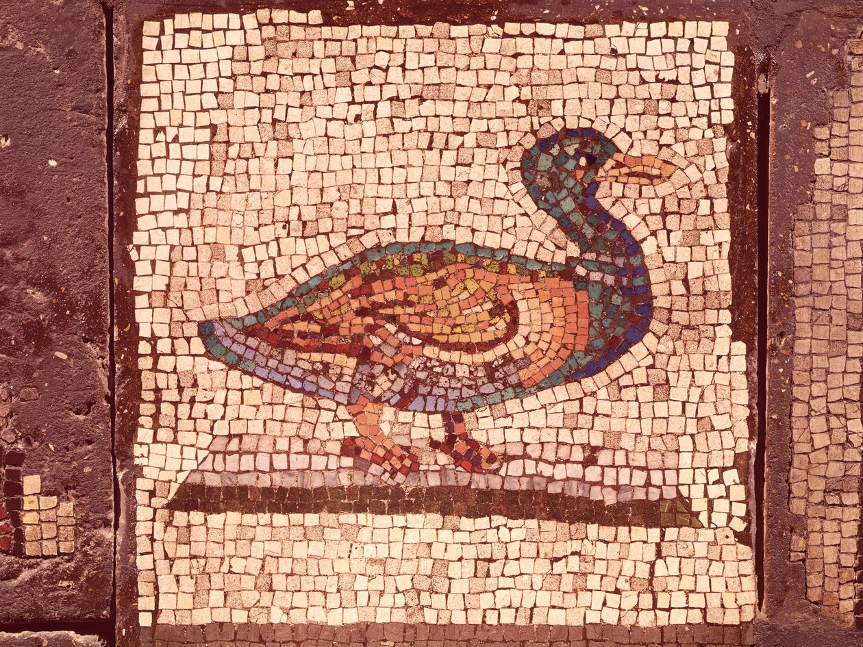 Eine Ente (Detail) aus Orpheus bezaubert die Tiere (Mosaik) von Roman