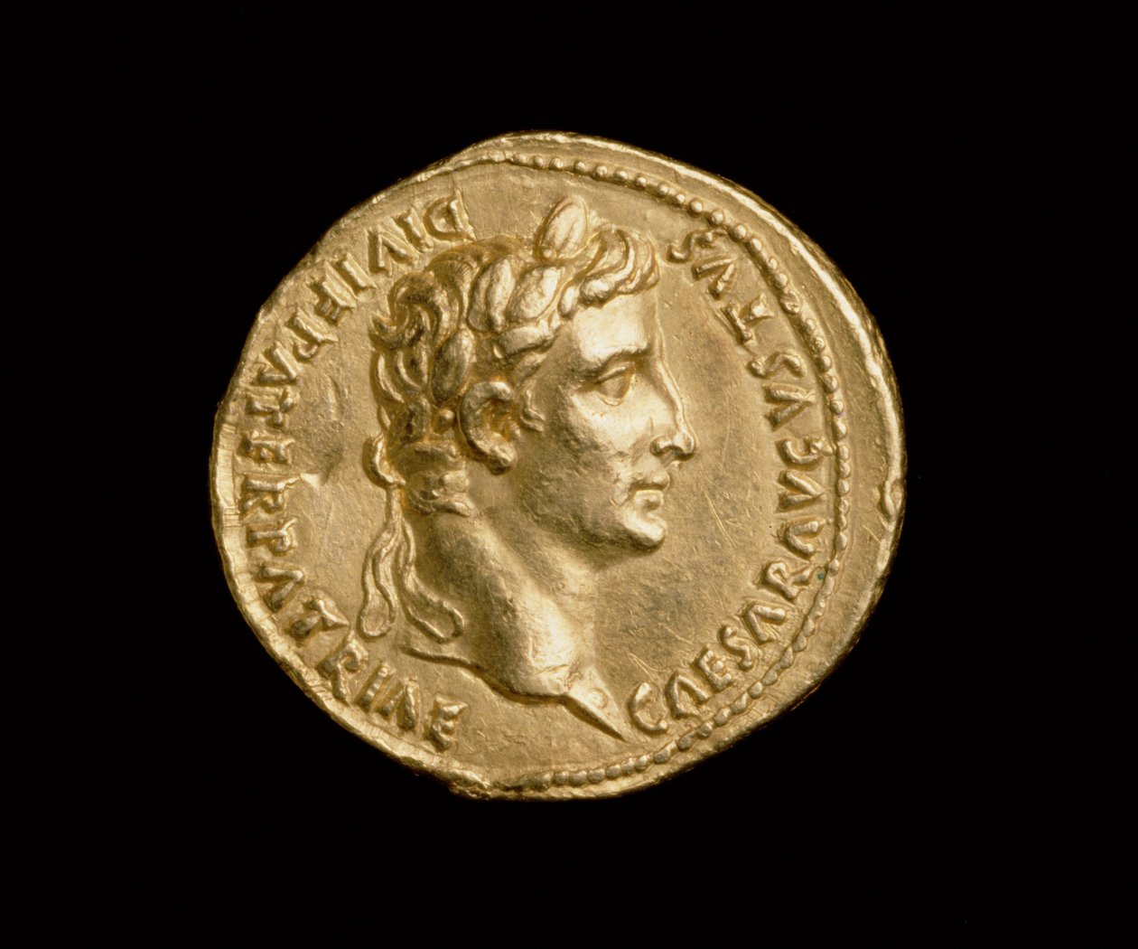 Aureus von Kaiser Augustus (31 v. Chr.-14 n. Chr.) Römische Münze (Vorderseite) von Roman