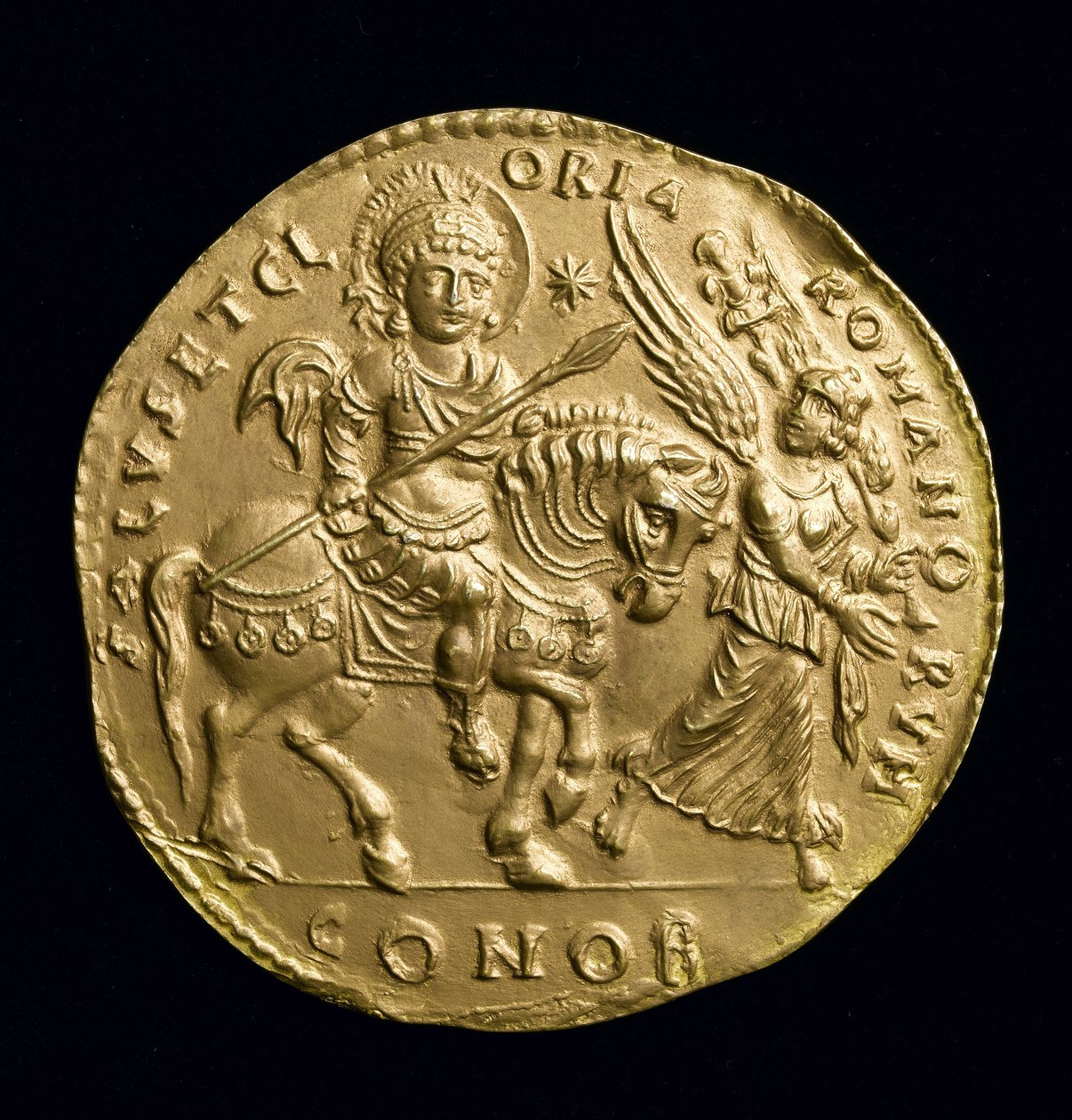 Kopie der großen Goldmedaille von Justinian I. (527-65 n. Chr.) Rückseite, ca. 534 n. Chr. von Roman