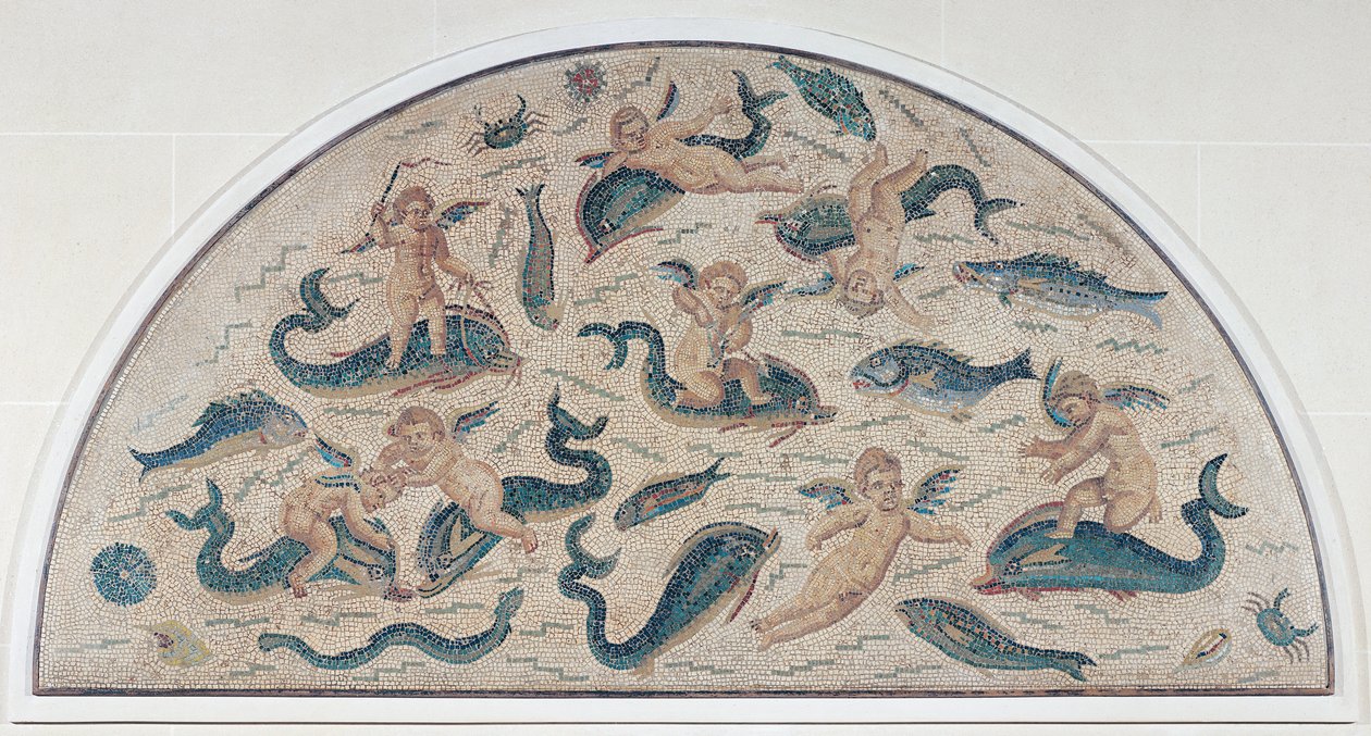 Cupids, Delfine und Meeresleben aus Utique, Nordafrika von Roman