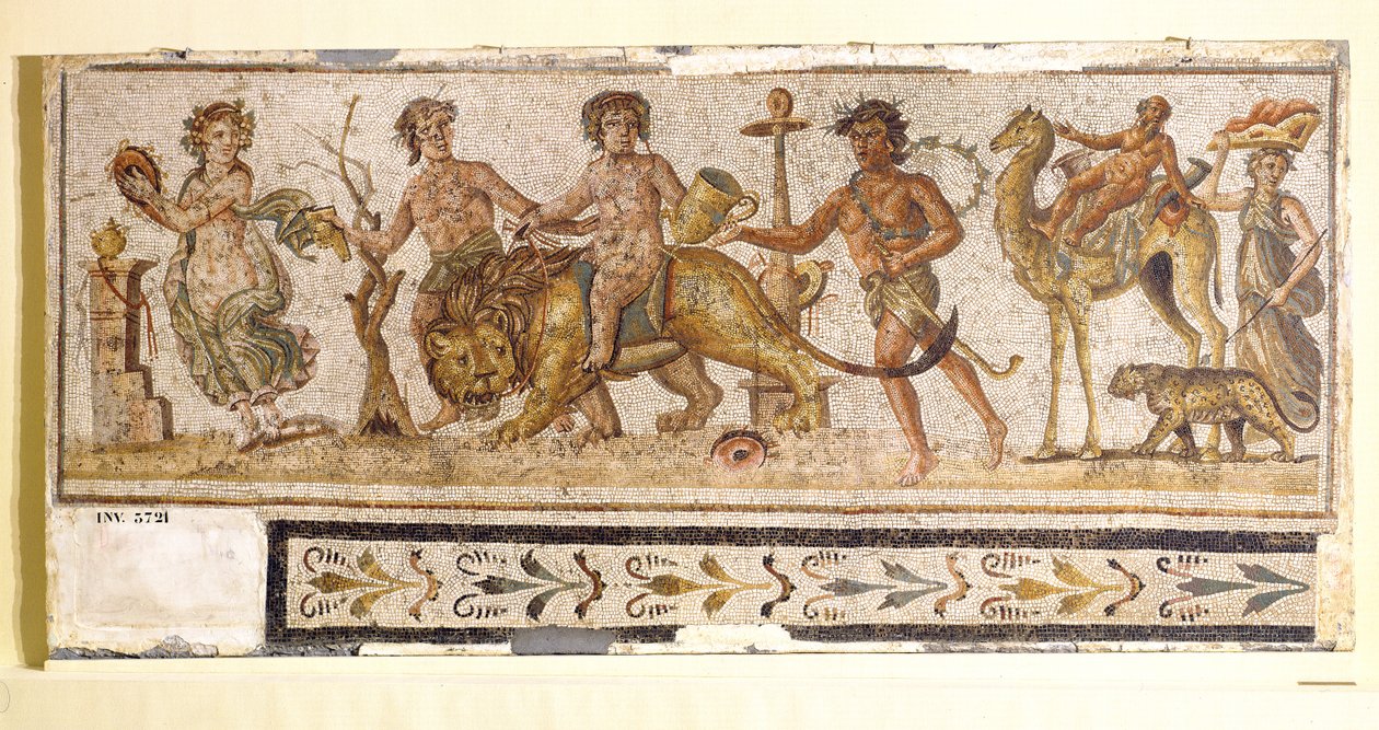 Dionysischer Umzug, aus El-Jem (Thysdrus) (Mosaik) von Roman