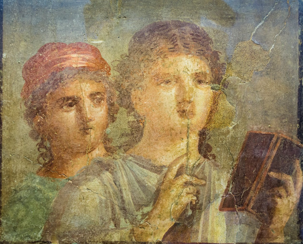 Fresko eines lesenden Mädchens von Roman
