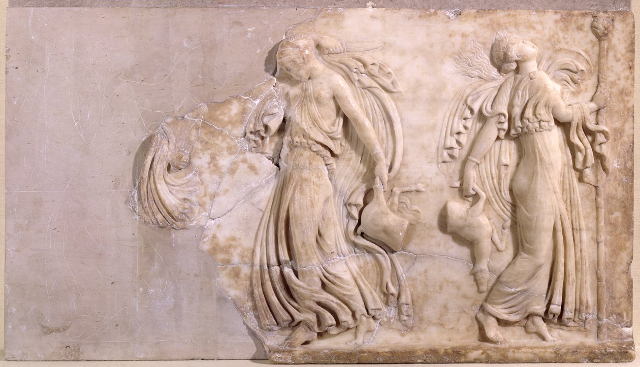 Relief, das tanzende Mänaden darstellt, aus Tunesien von Roman