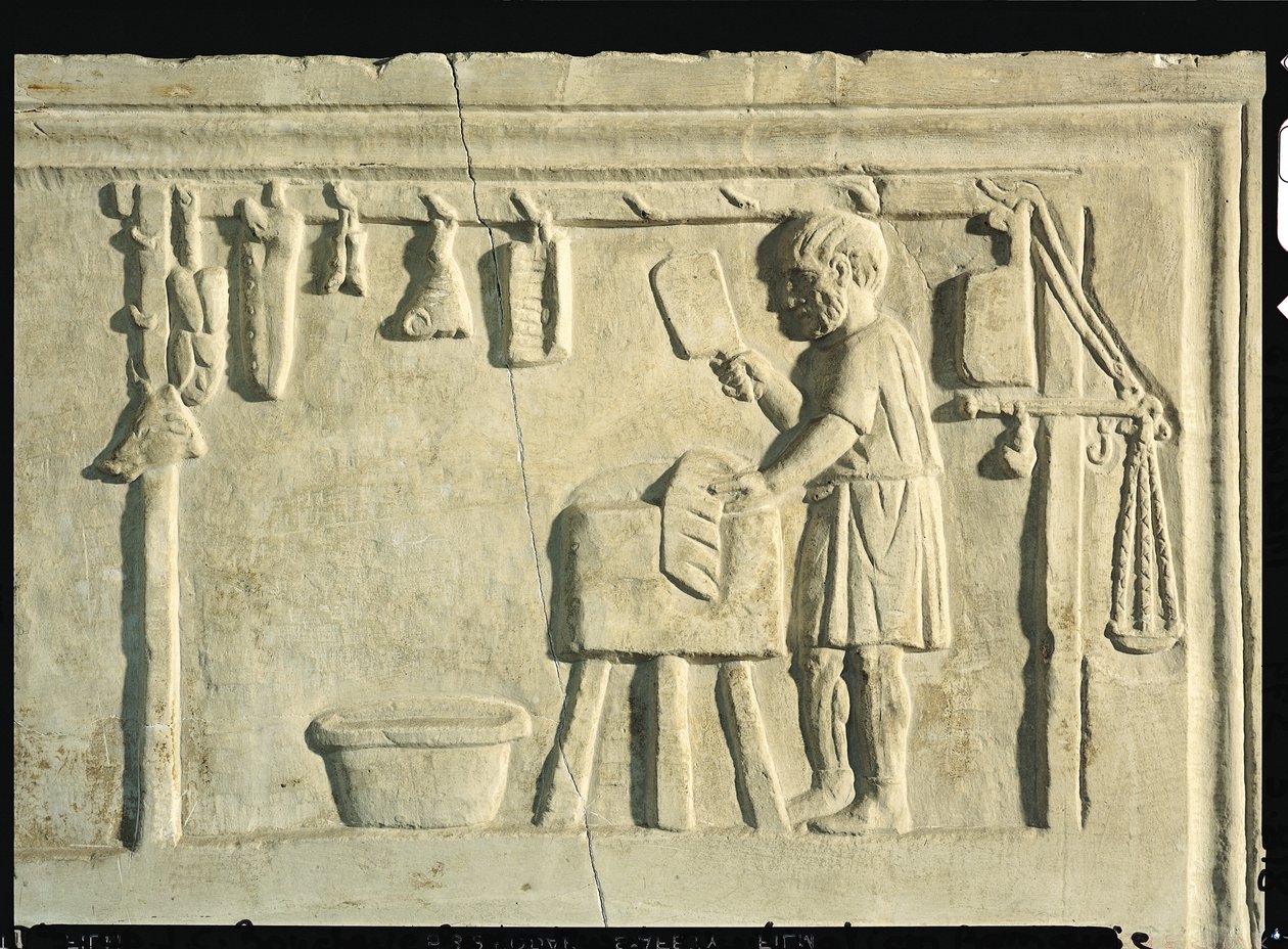 Römische Metzger, Reliefstein (Detail) von Roman