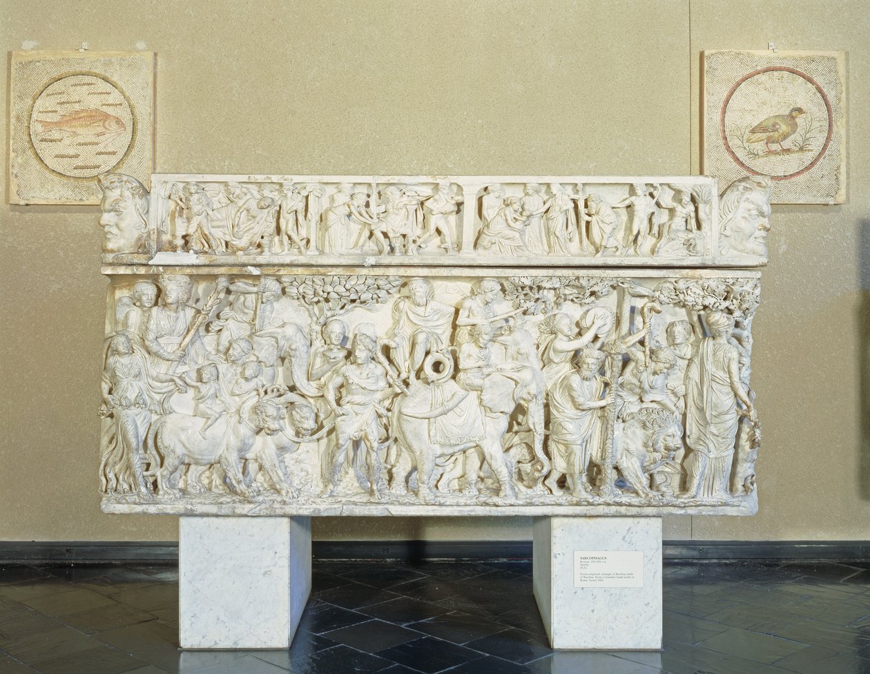 Sarkophag, der den Triumph des Dionysos darstellt, ca. 190 n. Chr. von Roman