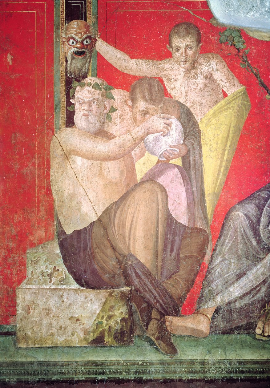 Silenus und der junge Satyr, Ostwand, Oecus 5, 60-50 v. Chr. von Roman