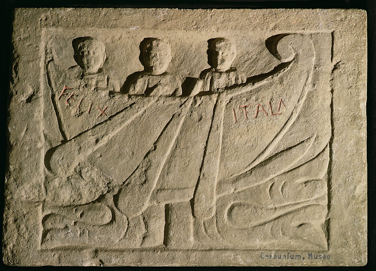 Stela, die ein Ruderboot 
