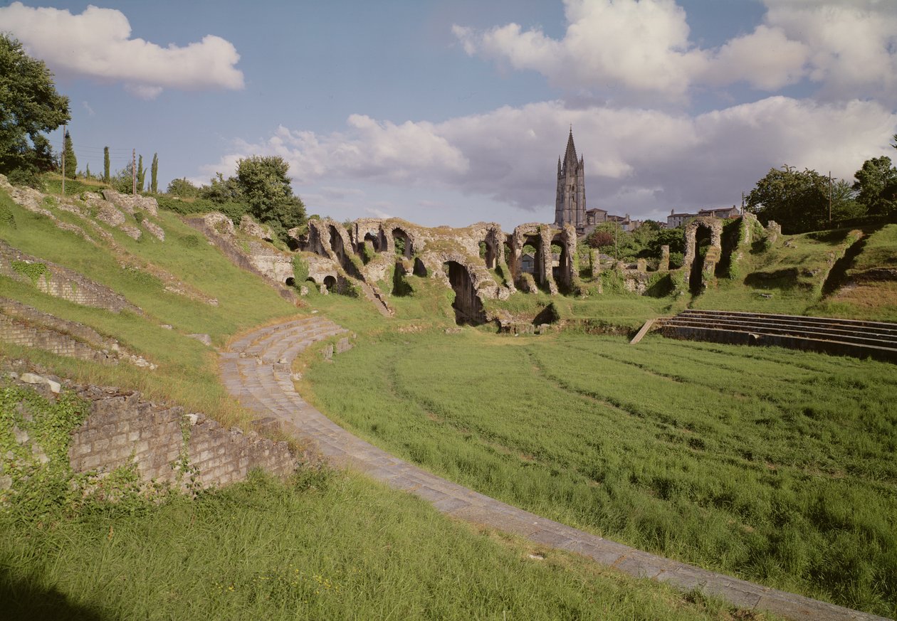 Ansicht des Amphitheaters, erbaut unter Kaiser Claudius (41-54 n. Chr.) von Roman