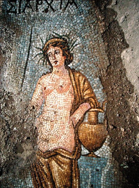 Pflasterdetail einer Frau (Mosaik) von Roman Roman