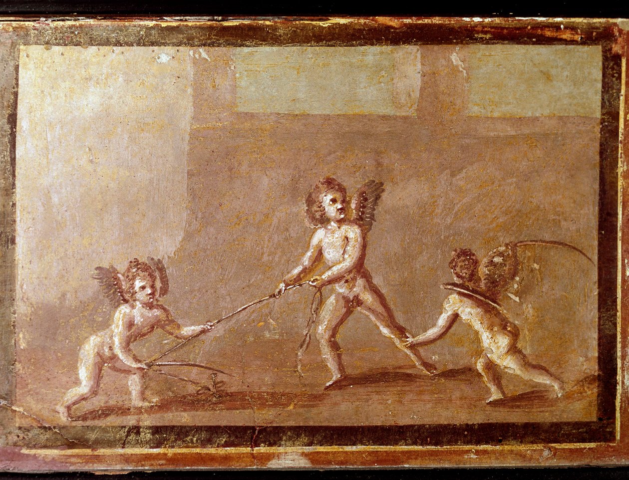 Amorinen spielen mit einem Seil (Fresko) von Roman