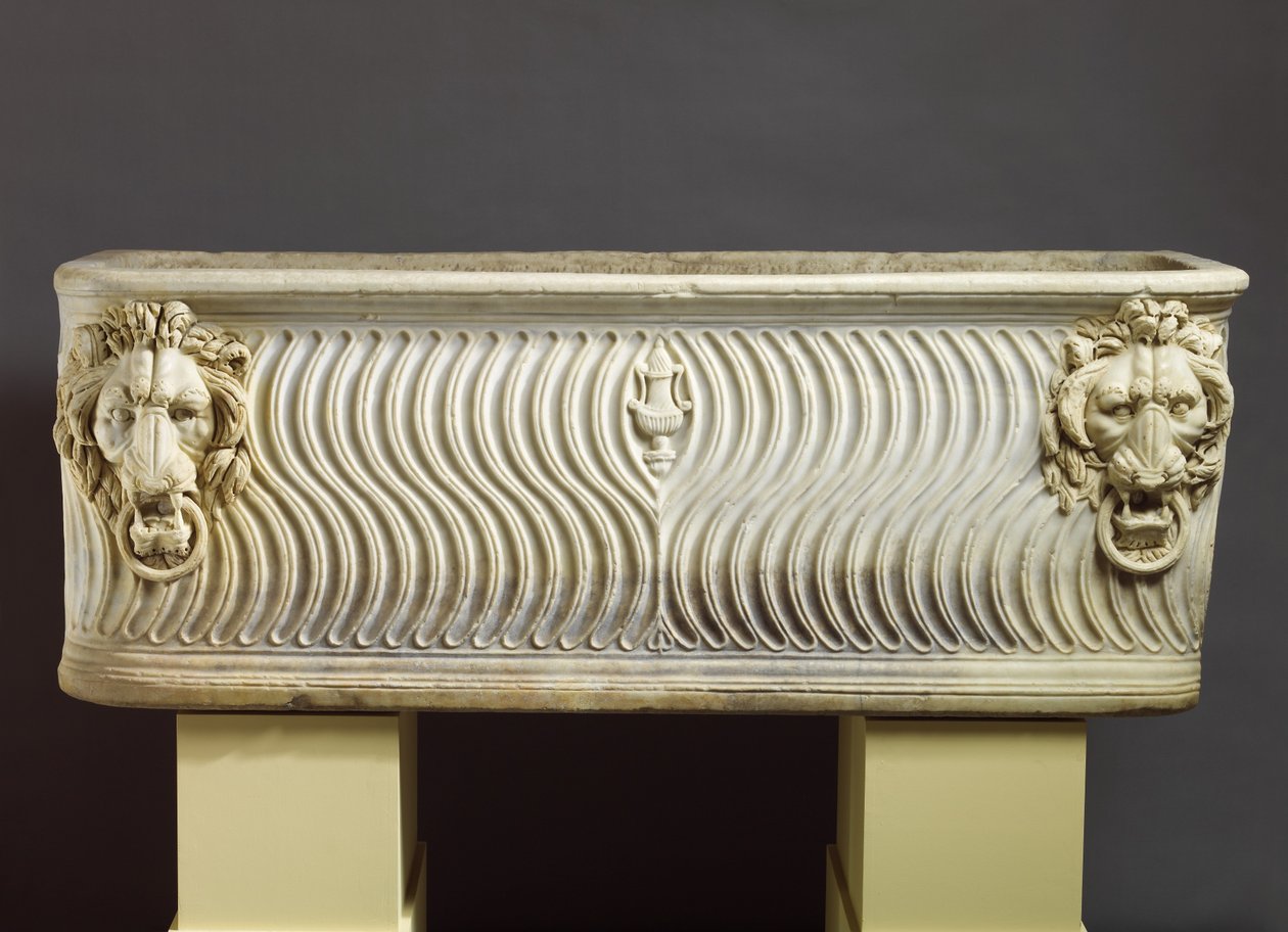 Marmor-Sarkophag mit Strigilation, 220 n. Chr. von Roman