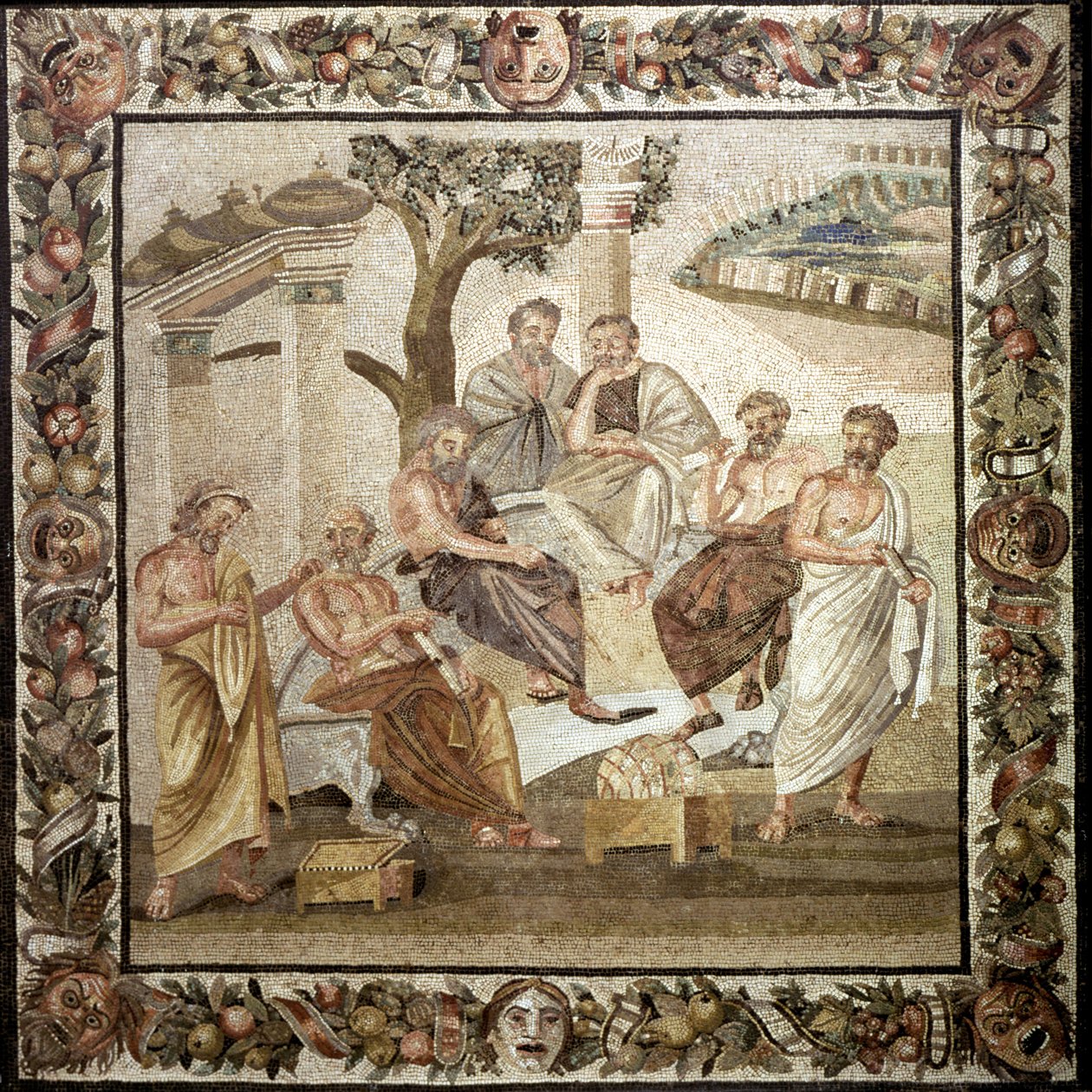 Platos Akademie, 2. Jahrhundert v. Chr. (Mosaik) von Roman