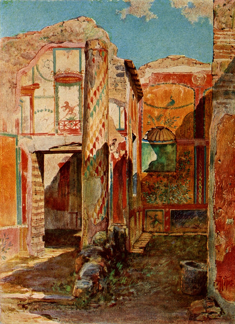 Innenraum eines Hauses in Pompeji von Roman Roman