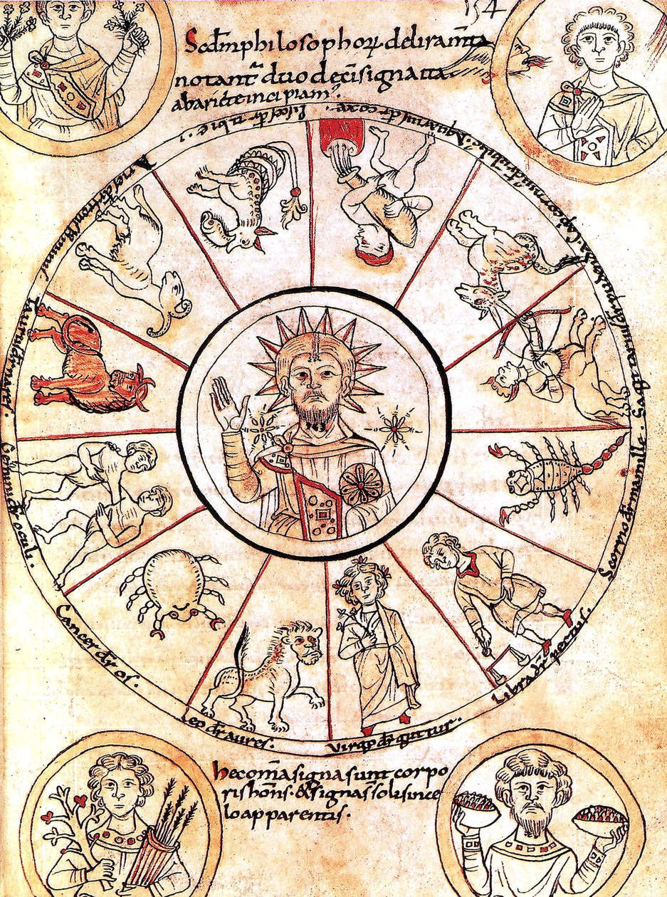 Die Sonne umgeben von den Tierkreiszeichen von Romanesque