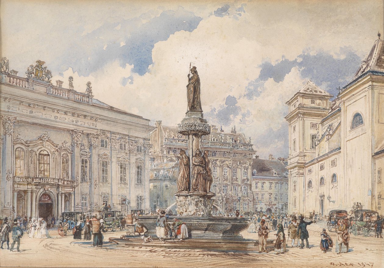 Wien, Freyung mit Austriabrunnen von Rudolf von Alt