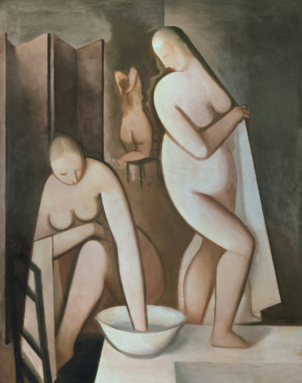 Drei Frauen bei ihrem Bad von Rudolf Kremlicka