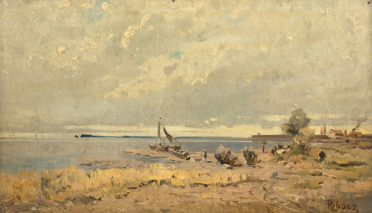 Strandlandschaft mit Booten von Rudolf Ribarz