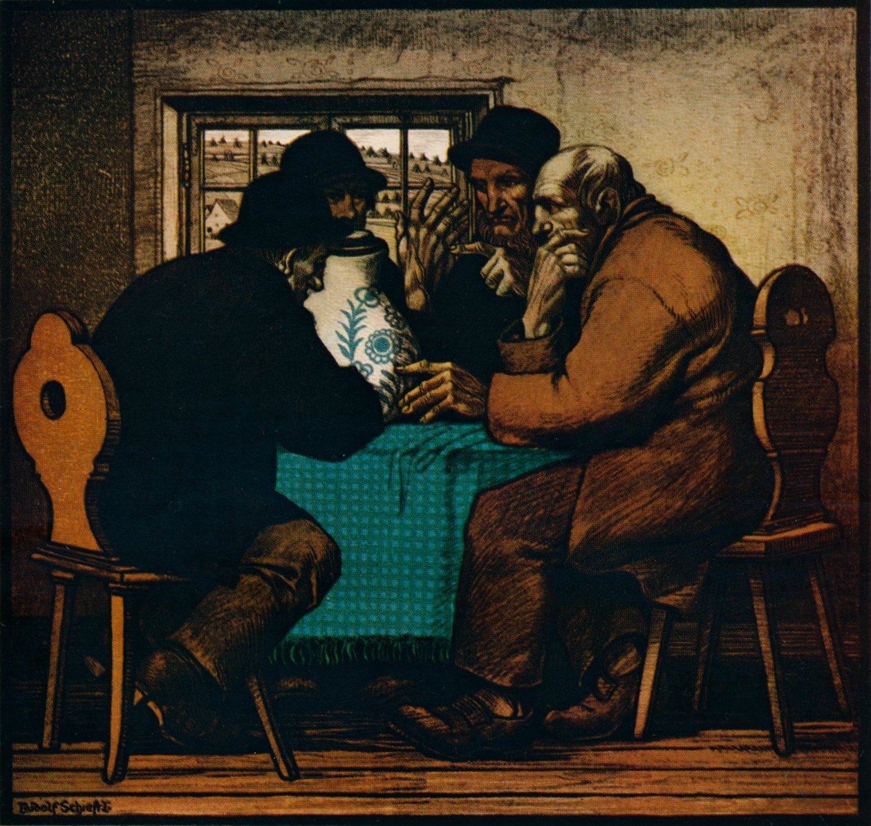 Die Trinker, ca. 1927 von Rudolf Schiestl