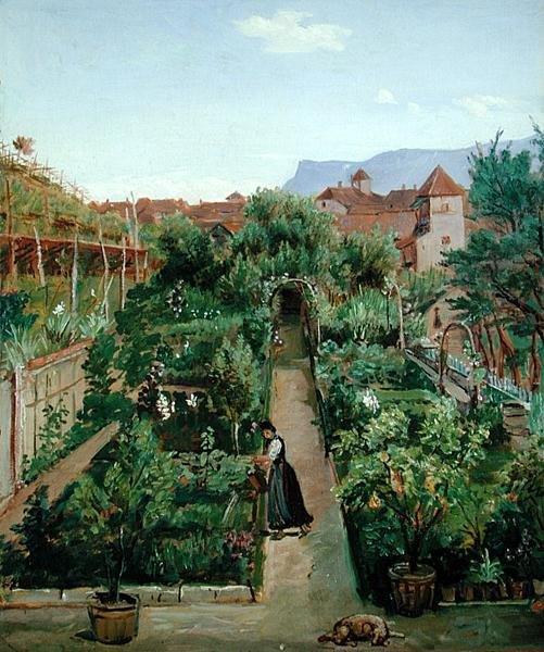 Der Blumengarten des Ottmannsgutes in Meran, ca. 1840 von Rudolph Friedrich Wasmann