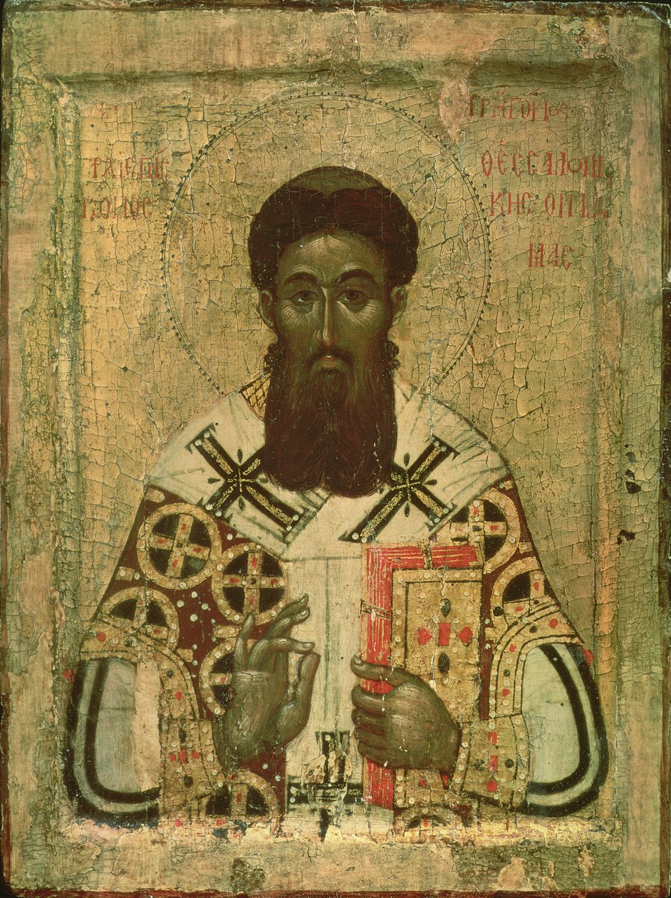 Ikone des Heiligen Gregor (335-390), Erzbischof von Thessaloniki von Russian School