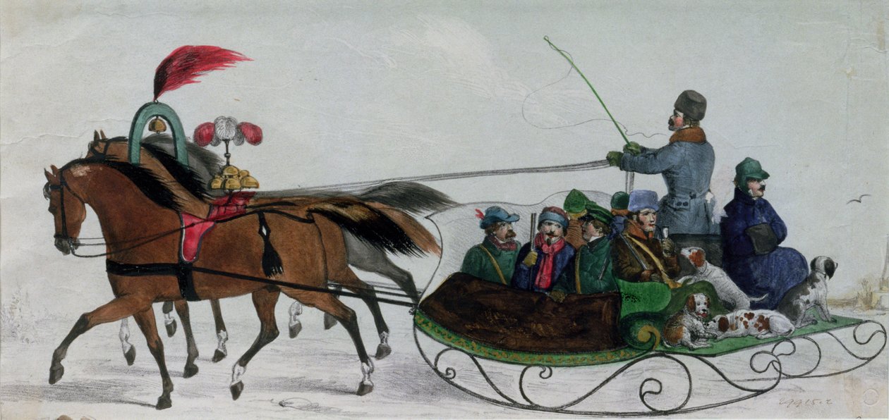 Pferdeschlitten (digitales Detail) von Russian School