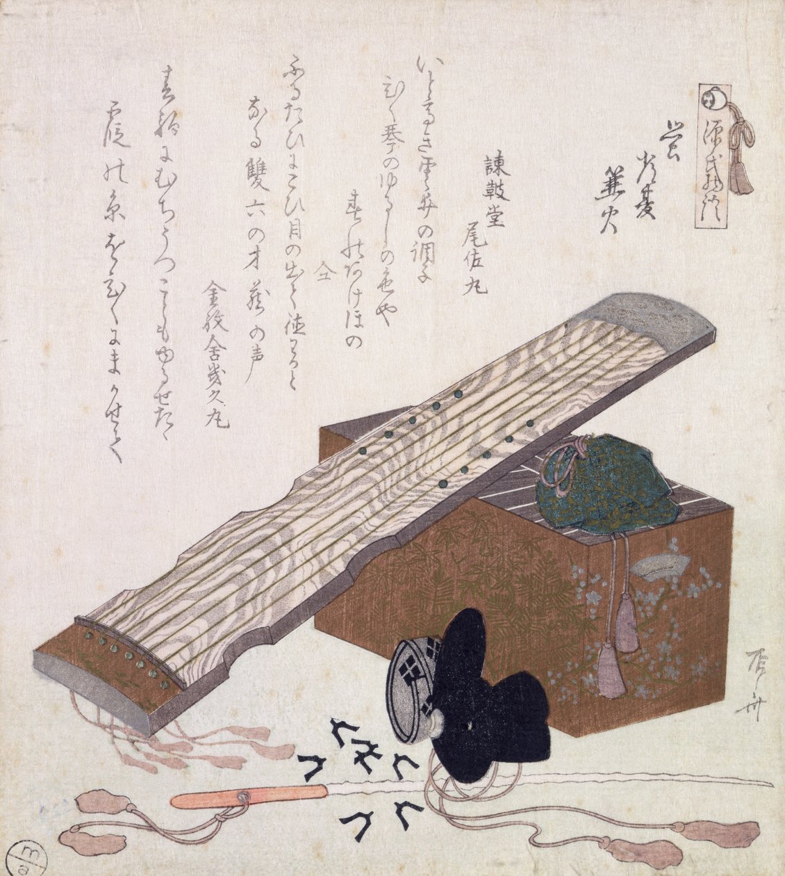Stillleben mit einer Koto, ca. 1810 von Ryuryukyo Shinsai
