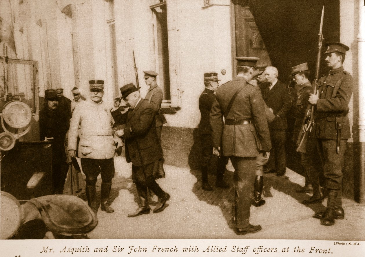 Mr. Asquith und Sir John French mit alliierten Stabsoffizieren an der Front, 1914-19 von S. d A. Photography