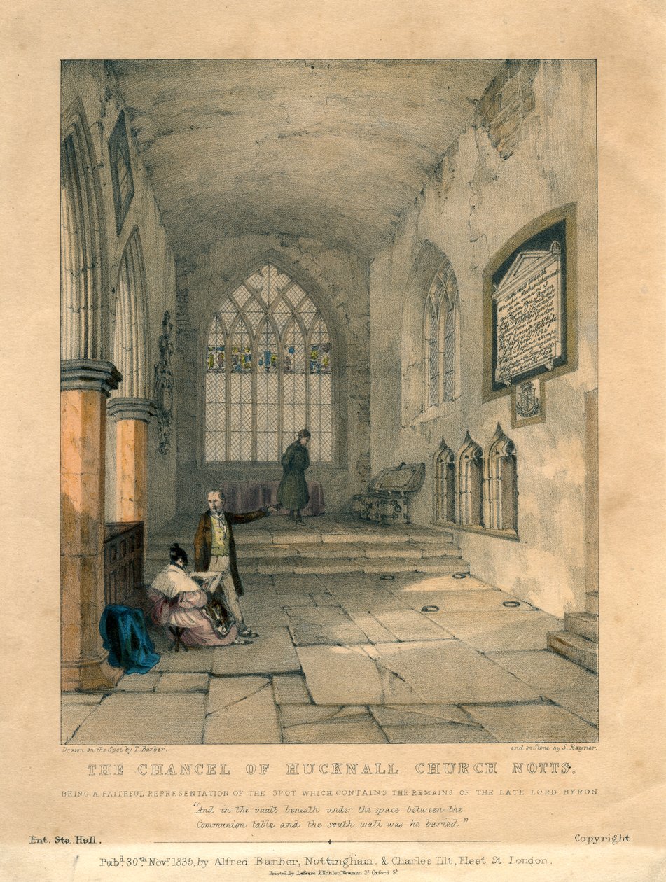 Der Chor der Hucknall-Kirche, Nottinghamshire, 1835 von S Rayner
