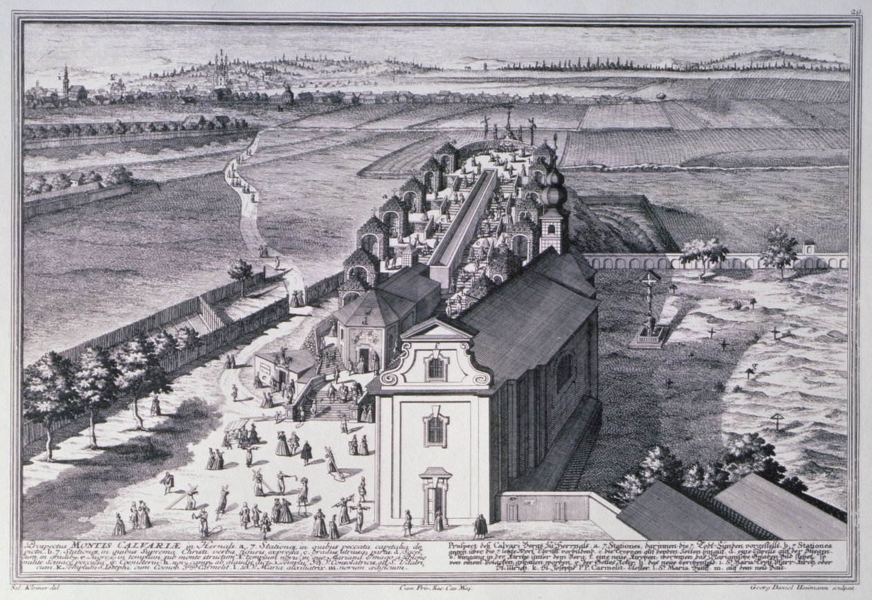 Ansicht des Kalvarienbergs bei Wien, graviert von Georg-Daniel Heumann (1691-1759) von Salomon after Kleiner