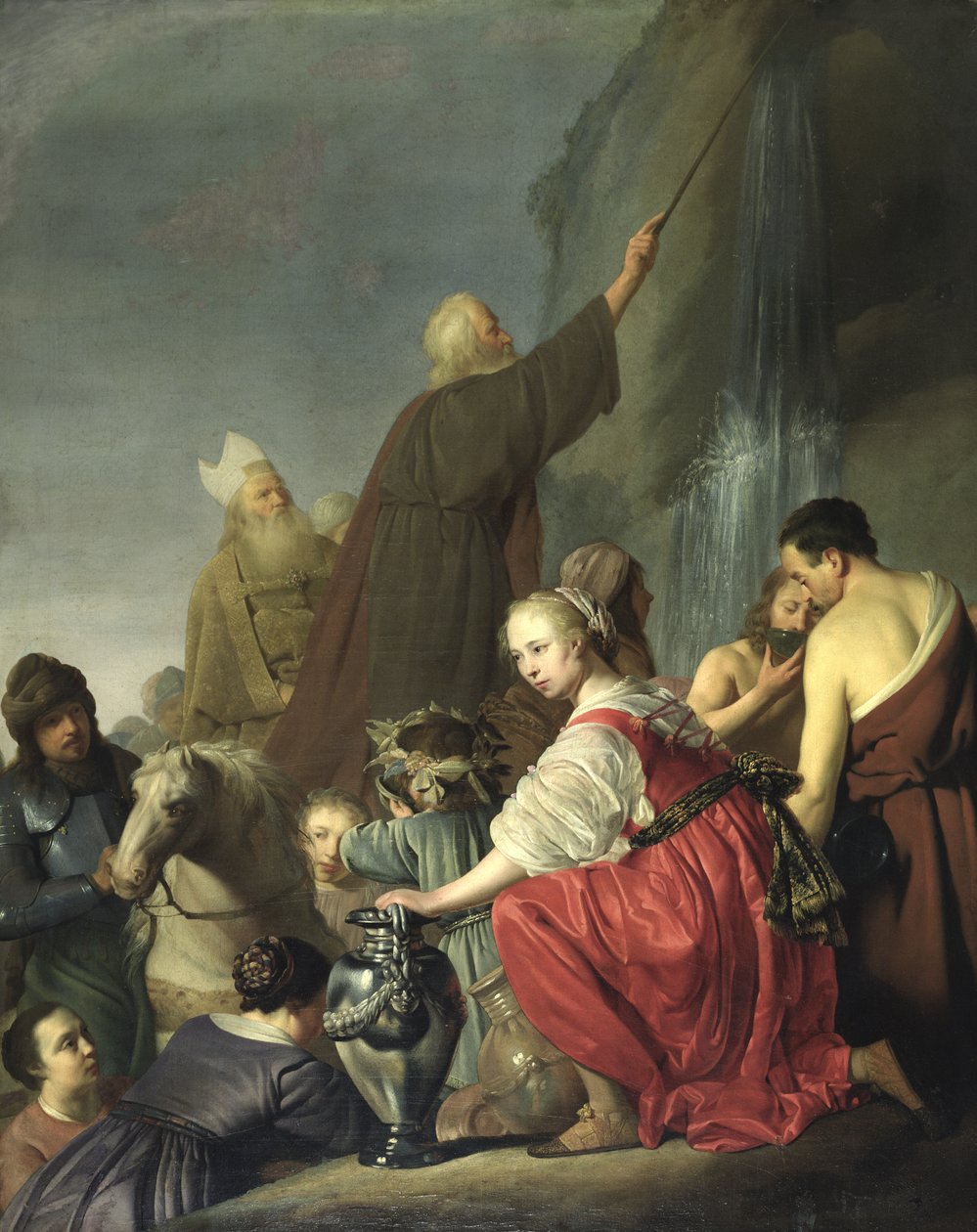 Moses schlägt Wasser aus dem Felsen von Salomon de Coninch