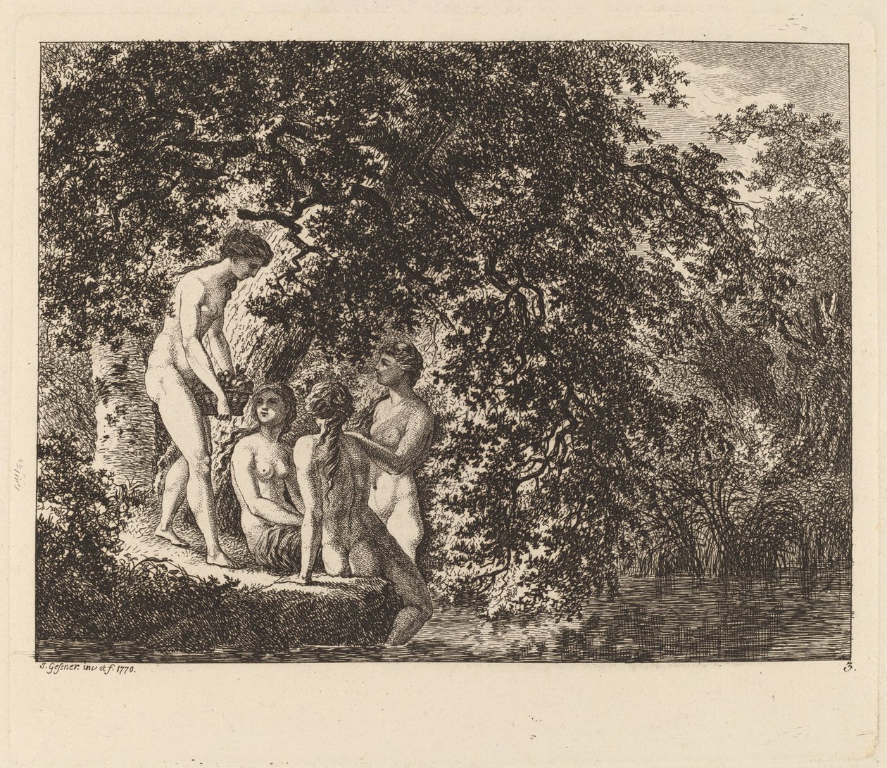 Mädchen mit einem Korb voller Früchte, 1770 von Salomon Gessner