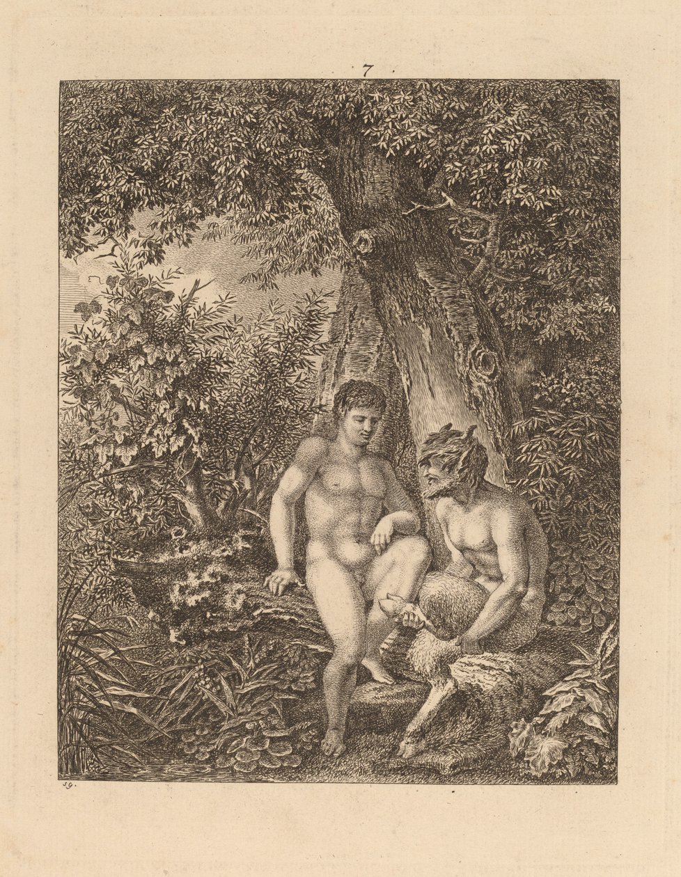 Zwei Satyrn im Wald, 1777 von Salomon Gessner