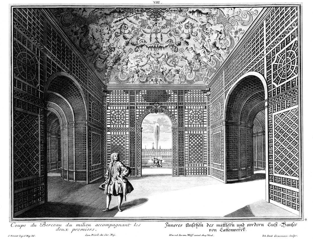 Inneres eines Pavillons im "Kleinen Garten" von Salomon Kleiner