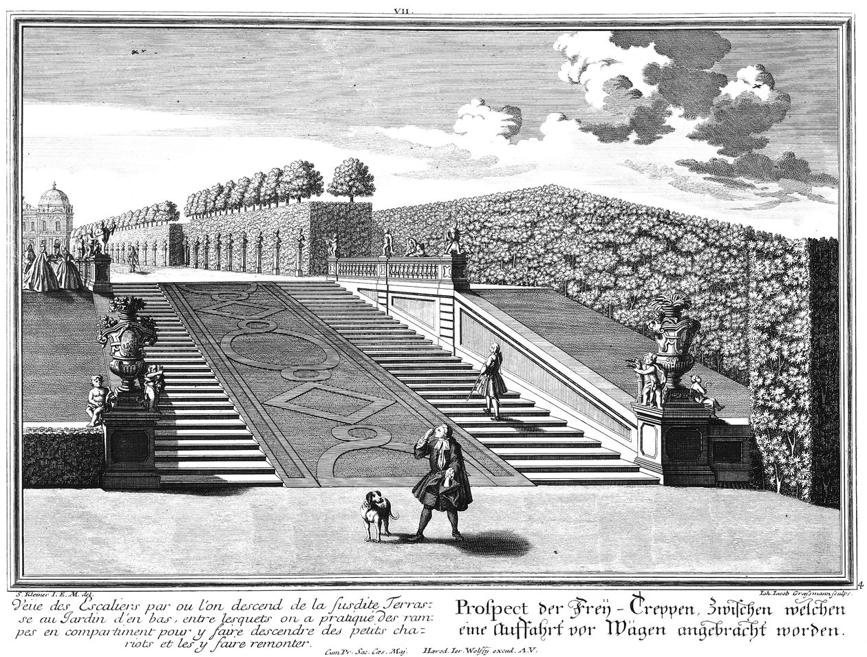 Prospekt der westlichen Freitreppe mit Auffahrtsrampe von Salomon Kleiner