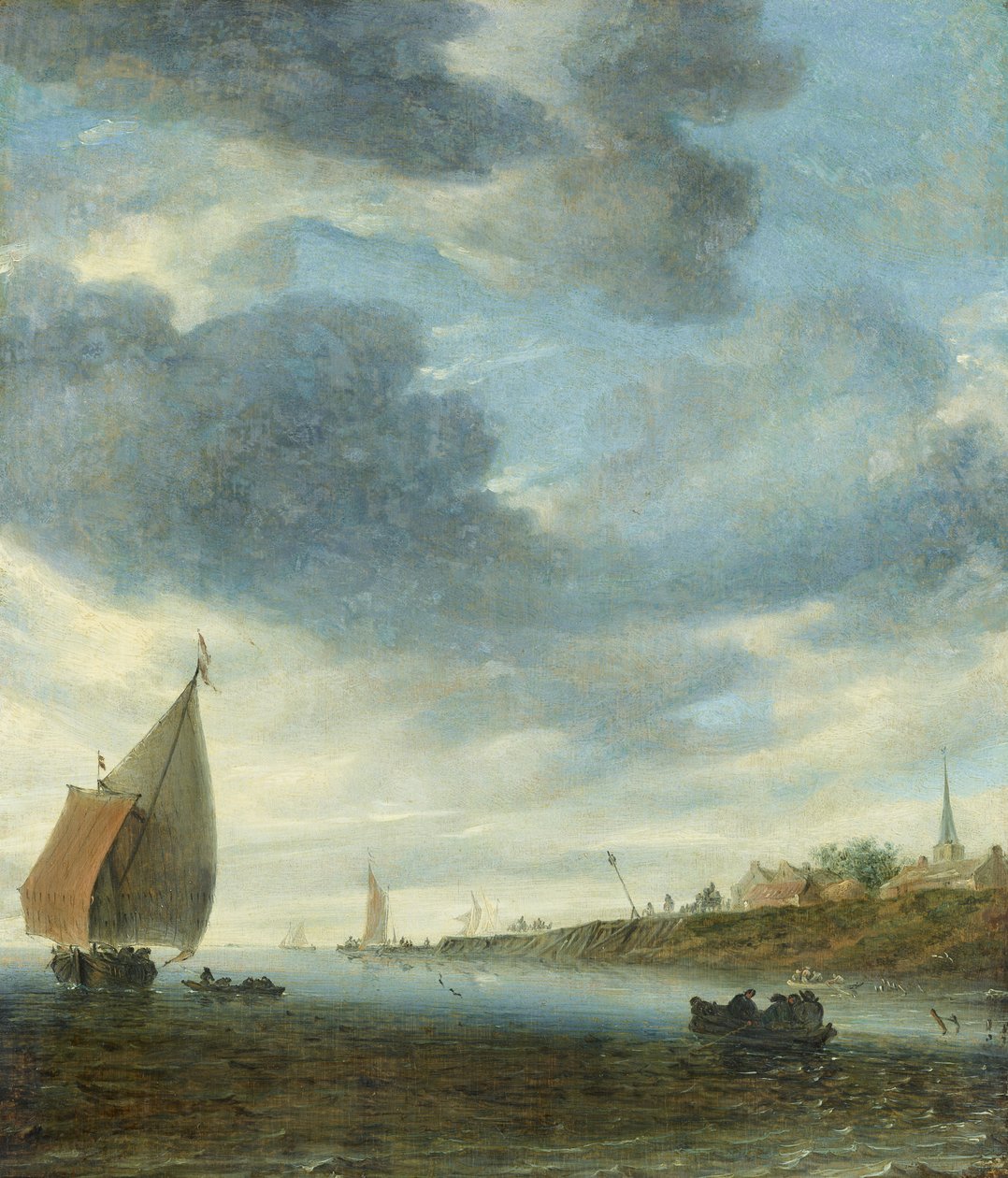 Binnengewässer mit Segelboot von Salomon van Ruysdael